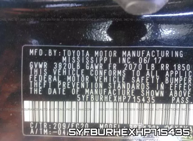 5YFBURHEXHP715435 фото 10