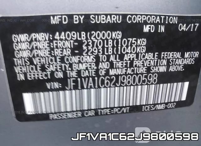 JF1VA1C62J9800598 фото 10