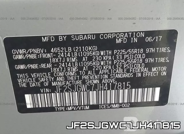 JF2SJGWC7JH417815 фото 10