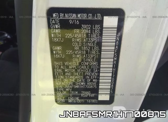 JN8AF5MR1HT700875 фото 10