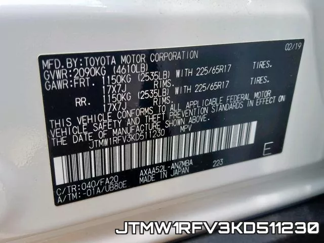 JTMW1RFV3KD511230 фото 2