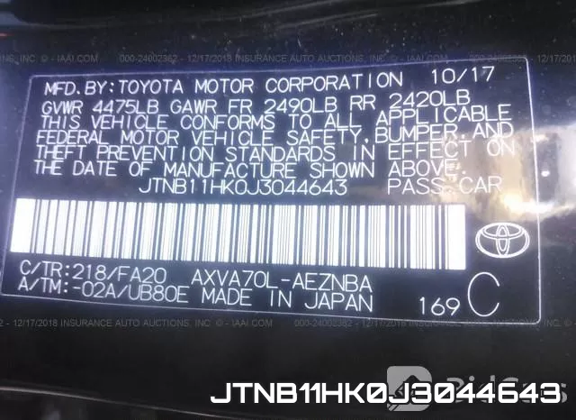 JTNB11HK0J3044643 фото 9