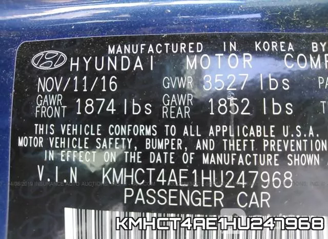 KMHCT4AE1HU247968 фото 10