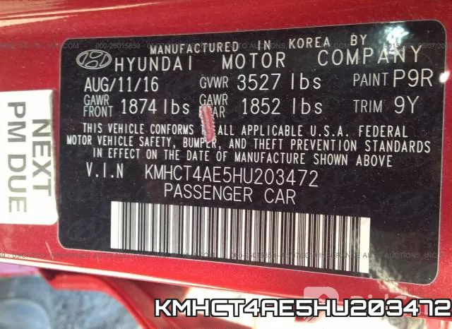KMHCT4AE5HU203472 фото 10