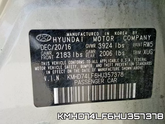 KMHD74LF6HU357378 фото 2