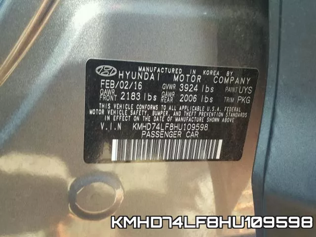 KMHD74LF8HU109598 фото 2