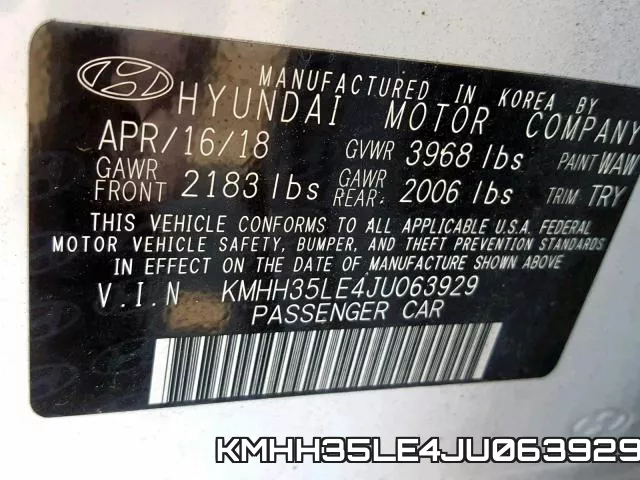 KMHH35LE4JU063929 фото 2