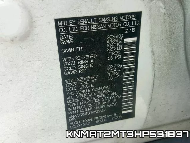 KNMAT2MT3HP531837 фото 2