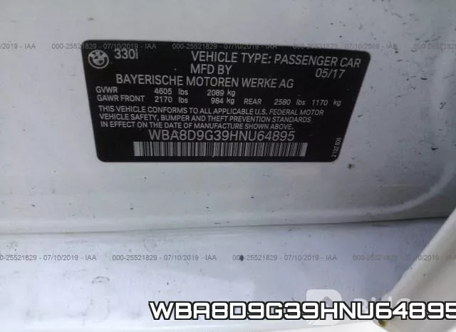 WBA8D9G39HNU64895 фото 10