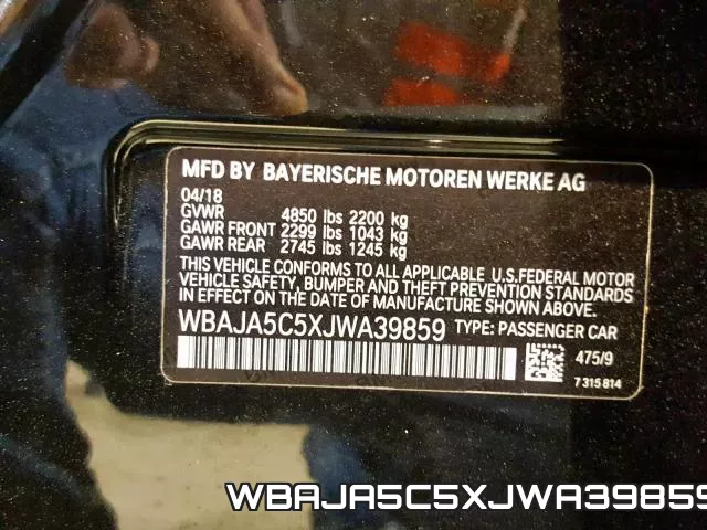 WBAJA5C5XJWA39859 фото 2