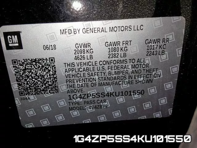 1G4ZP5SS4KU101550 фото 2