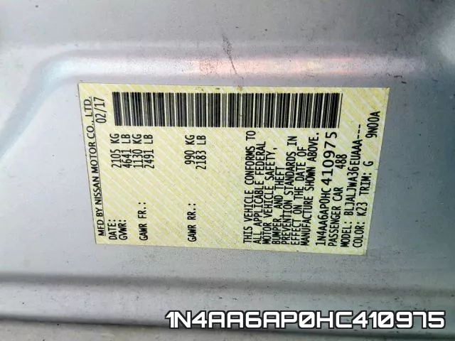 1N4AA6AP0HC410975 фото 2