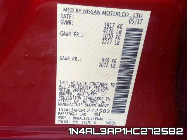 1N4AL3AP1HC272582 фото 2