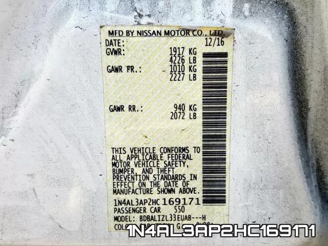1N4AL3AP2HC169171 фото 2