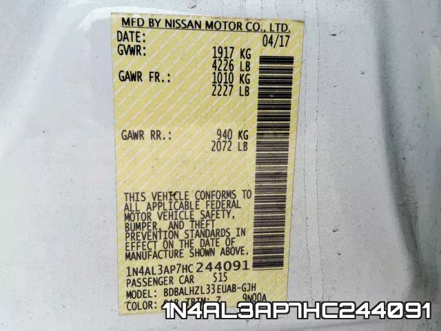 1N4AL3AP7HC244091 фото 2