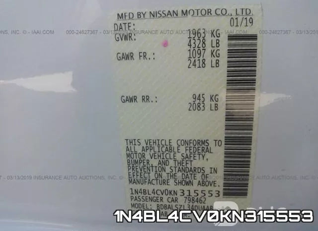 1N4BL4CV0KN315553 фото 10