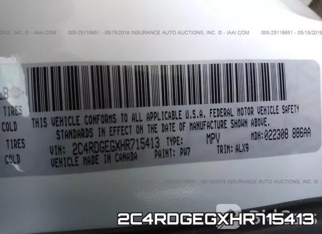 2C4RDGEGXHR715413 фото 10