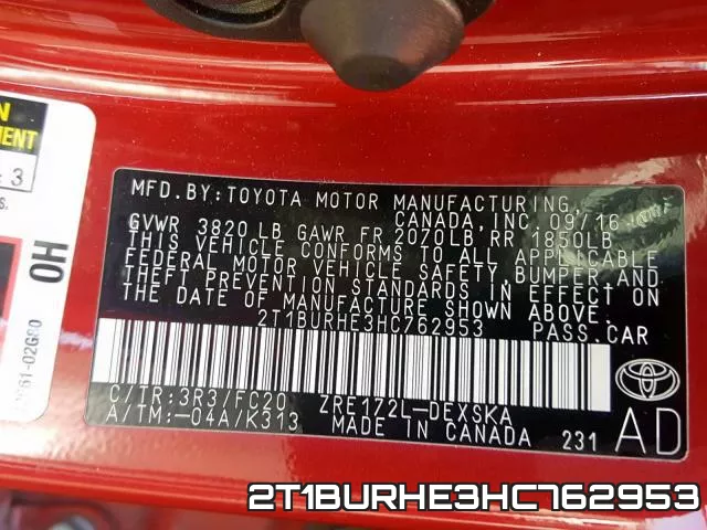 2T1BURHE3HC762953 фото 2