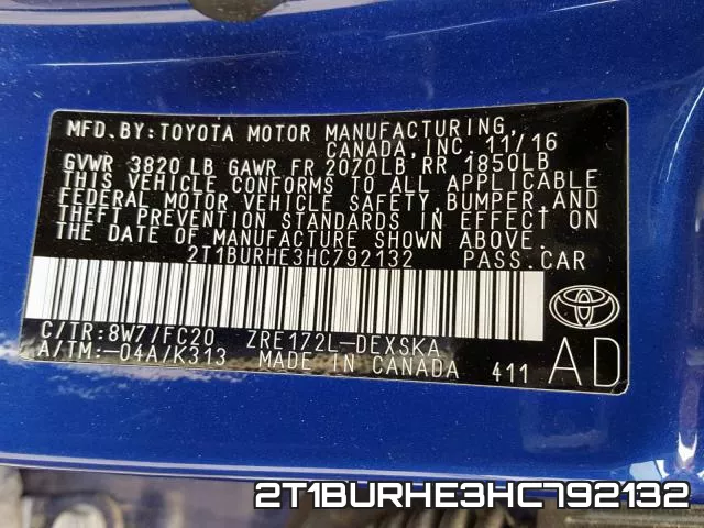 2T1BURHE3HC792132 фото 2