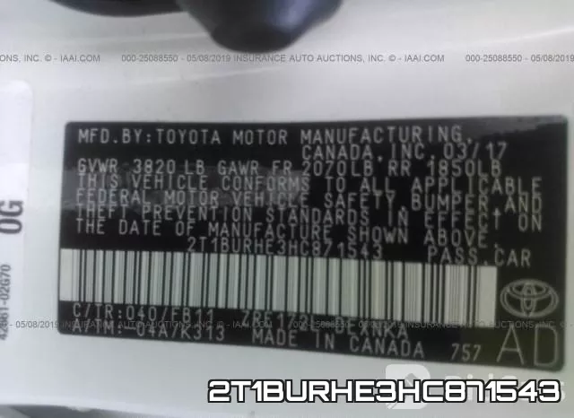 2T1BURHE3HC871543 фото 8