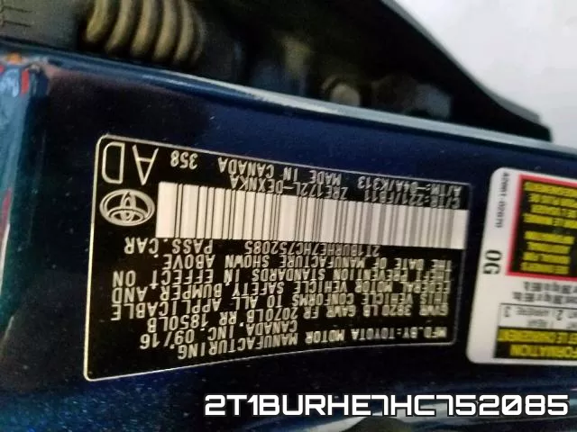 2T1BURHE7HC752085 фото 2