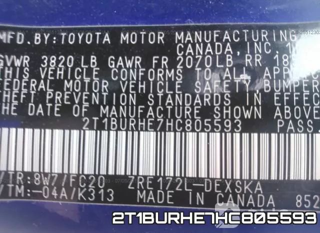 2T1BURHE7HC805593 фото 10