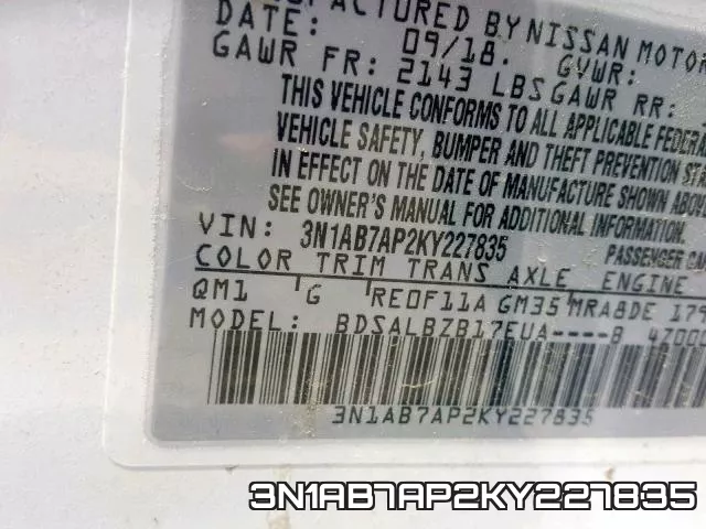 3N1AB7AP2KY227835 фото 2