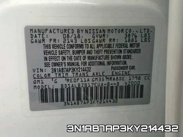 3N1AB7AP3KY214432 фото 2