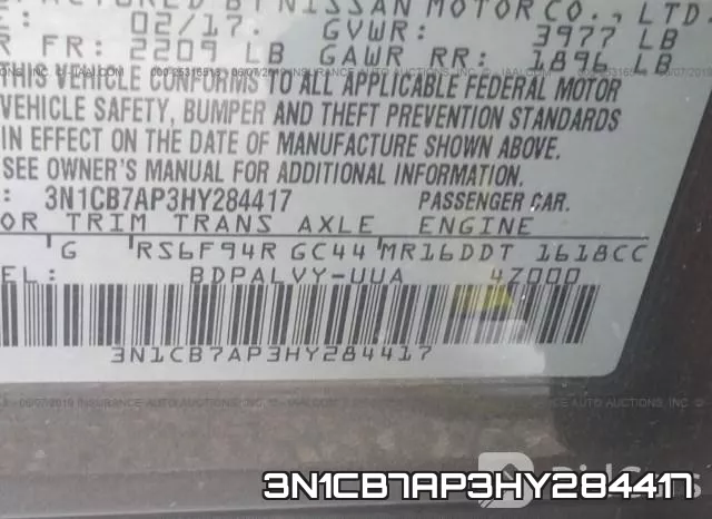 3N1CB7AP3HY284417 фото 10
