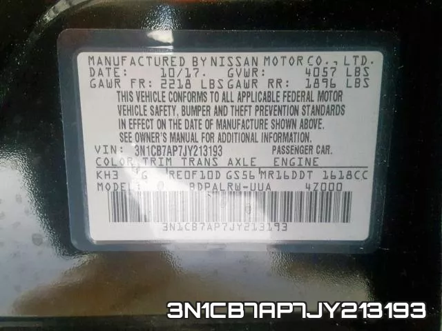 3N1CB7AP7JY213193 фото 2