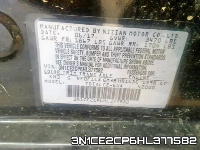 3N1CE2CP6HL377582 фото 2