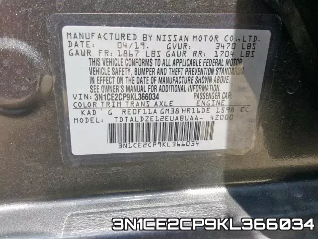 3N1CE2CP9KL366034 фото 2