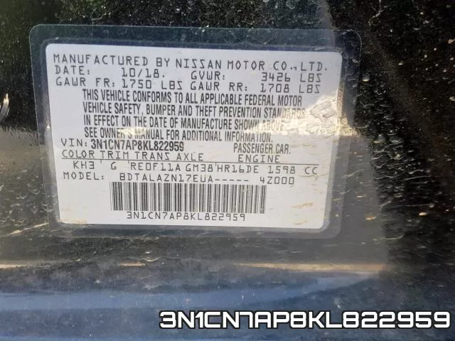 3N1CN7AP8KL822959 фото 2