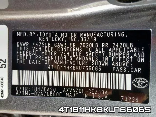 4T1B11HK8KU766065 фото 2