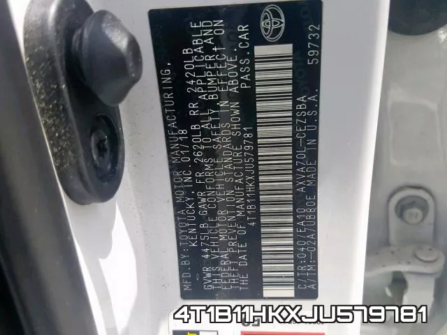 4T1B11HKXJU579781 фото 2