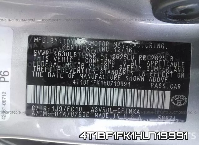 4T1BF1FK1HU719991 фото 10