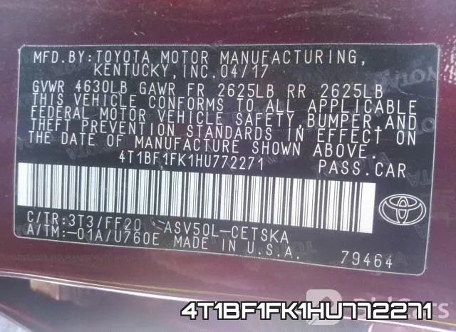 4T1BF1FK1HU772271 фото 9