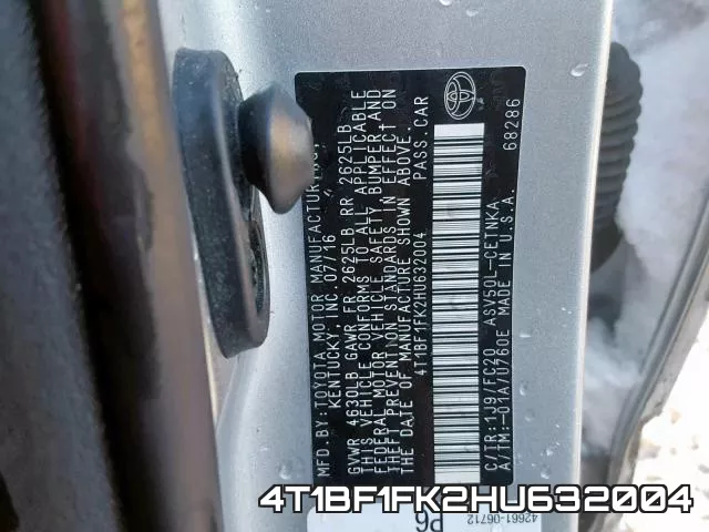 4T1BF1FK2HU632004 фото 2