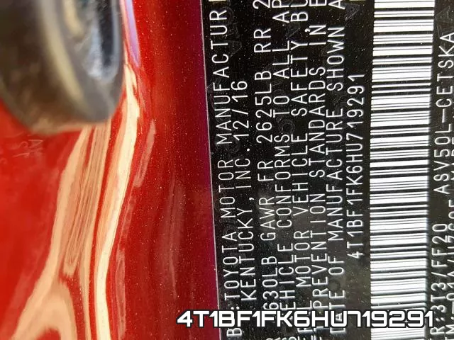 4T1BF1FK6HU719291 фото 2