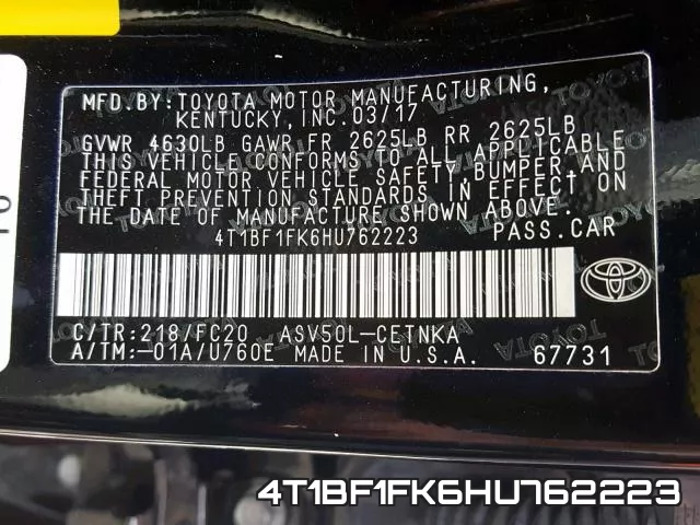 4T1BF1FK6HU762223 фото 2