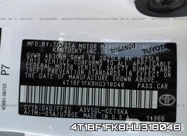 4T1BF1FK8HU318048 фото 10