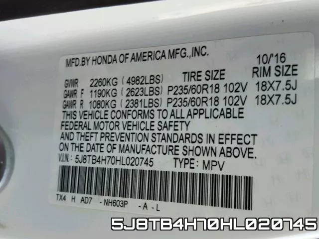 5J8TB4H70HL020745 фото 2