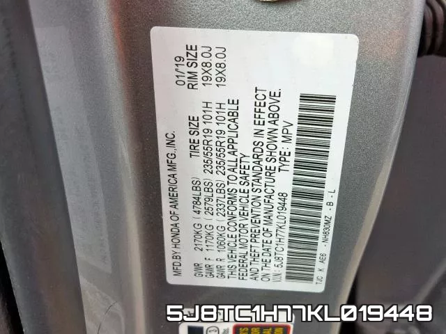 5J8TC1H77KL019448 фото 2