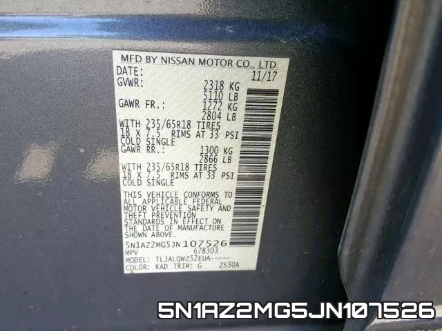 5N1AZ2MG5JN107526 фото 2