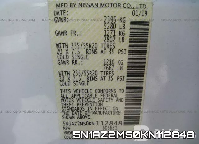 5N1AZ2MS0KN112848 фото 10