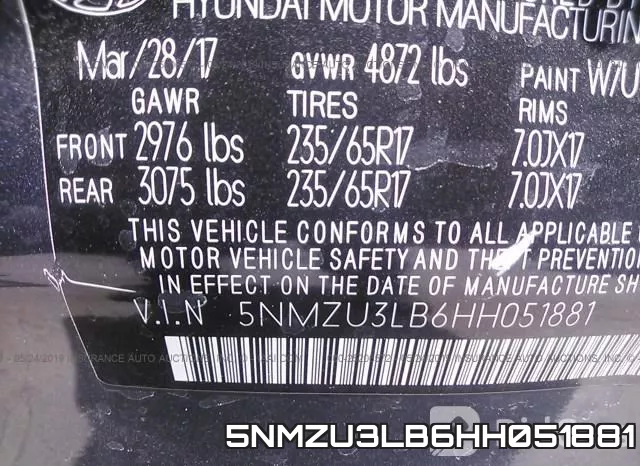 5NMZU3LB6HH051881 фото 10