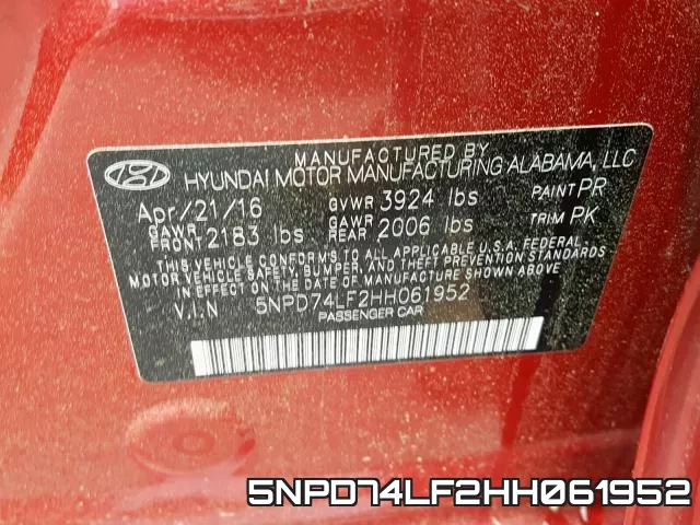 5NPD74LF2HH061952 фото 2