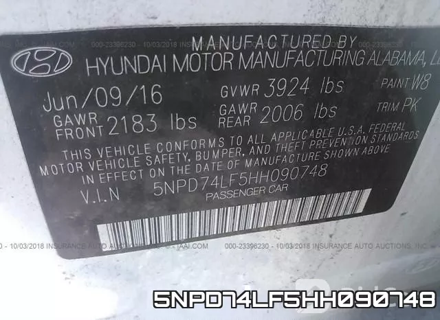5NPD74LF5HH090748 фото 10