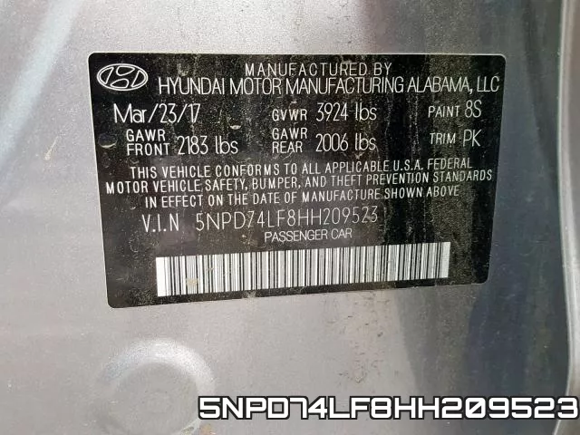 5NPD74LF8HH209523 фото 2