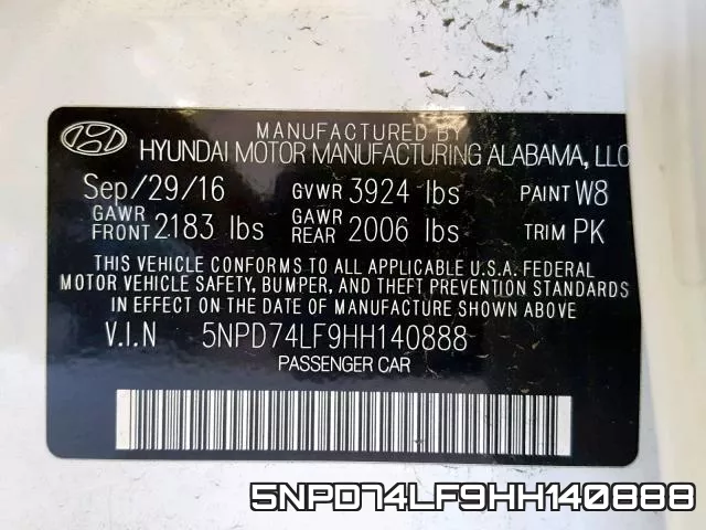 5NPD74LF9HH140888 фото 2